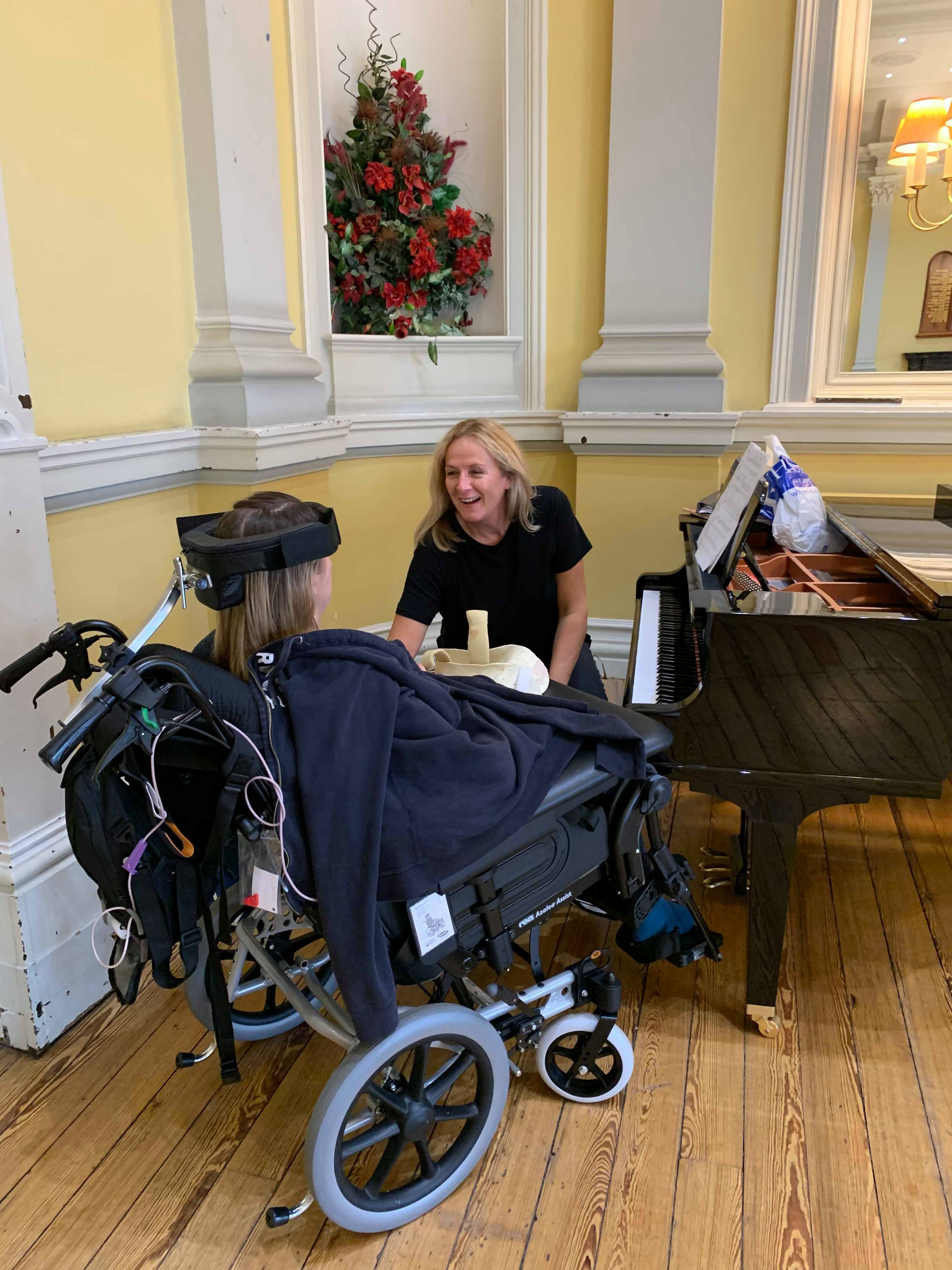 What a day we had yesterday, Claire! Mel and I came to visit and we were very lucky to have the main hall to ourselves.. with a few residents and members of staff popping in and out to have a listen.. and we had a little sing for a couple of hours! Mel was amazing as always, and even learnt some Rag n Bone Man for you!!! I just listened to that one..! So lovely to see you xx 