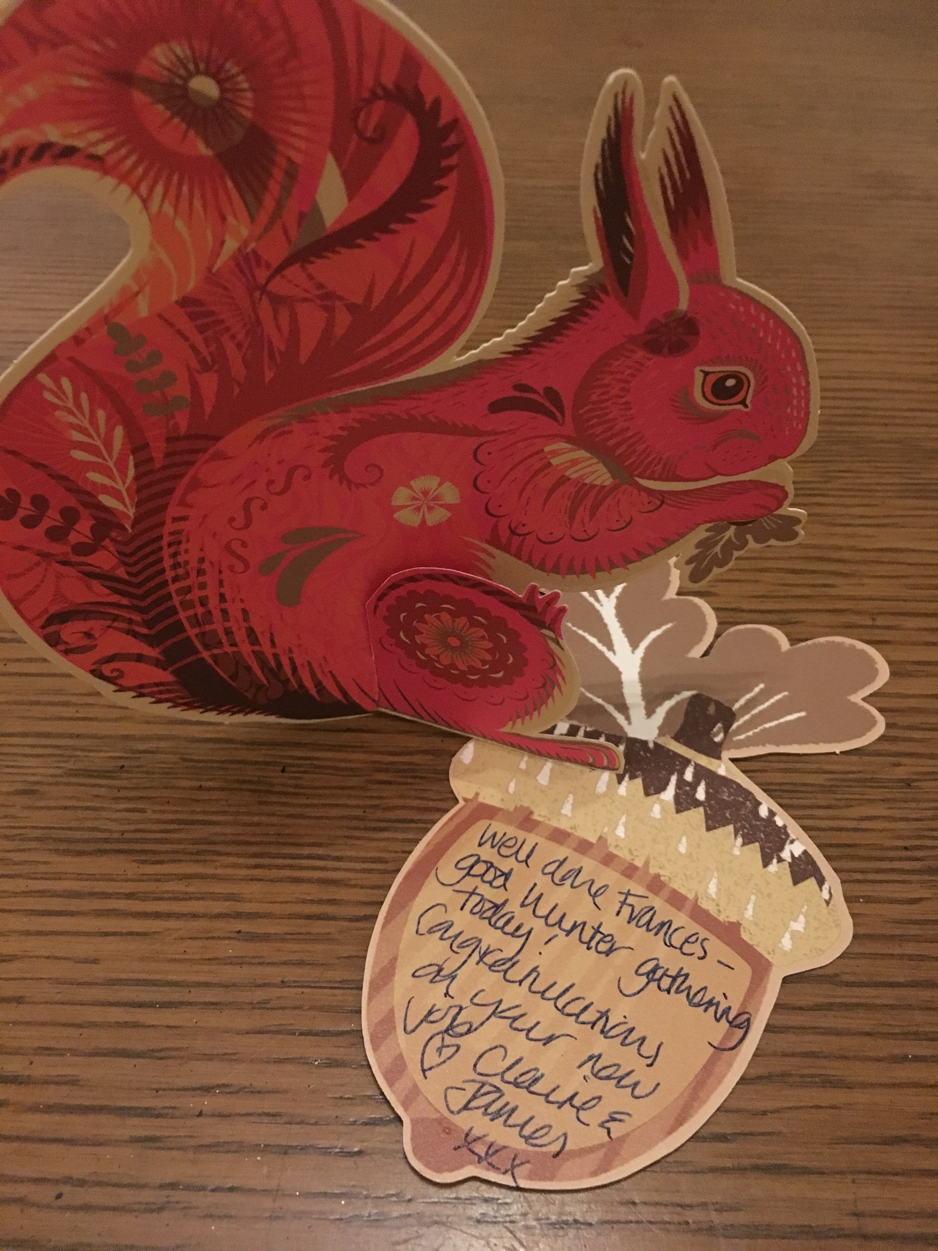 Thinking of you a lot this week Claire. Lots of news in Sheffield as I have picked out my wedding dress and would love to share this experience with my future mother in law! I look forward to seeing you soon to give you all the details. I have also been successful in getting a senior post on my ward, and you are always the one to send a 'good luck' or 'well done' card in the post (it's the little things that count, so much so I have kept this card from last year!)  All my love x x x