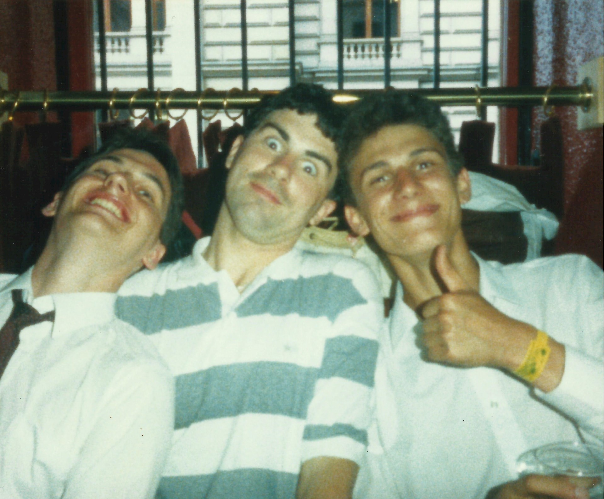 Hi Ross.  Great to see these pictures of you on your road to recovery.  I'll dig through some of the photo albums to get some good ones of Tromso trips etc.  In the meantime, here's a blast from the past; must be 34 years ago.  Een and Polly C and yourself in Chambers.

lots of love Jabba and Carol.